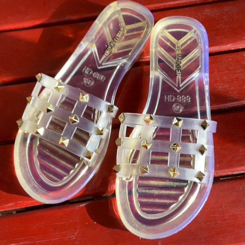 Steve Madden Clear Studded Slides